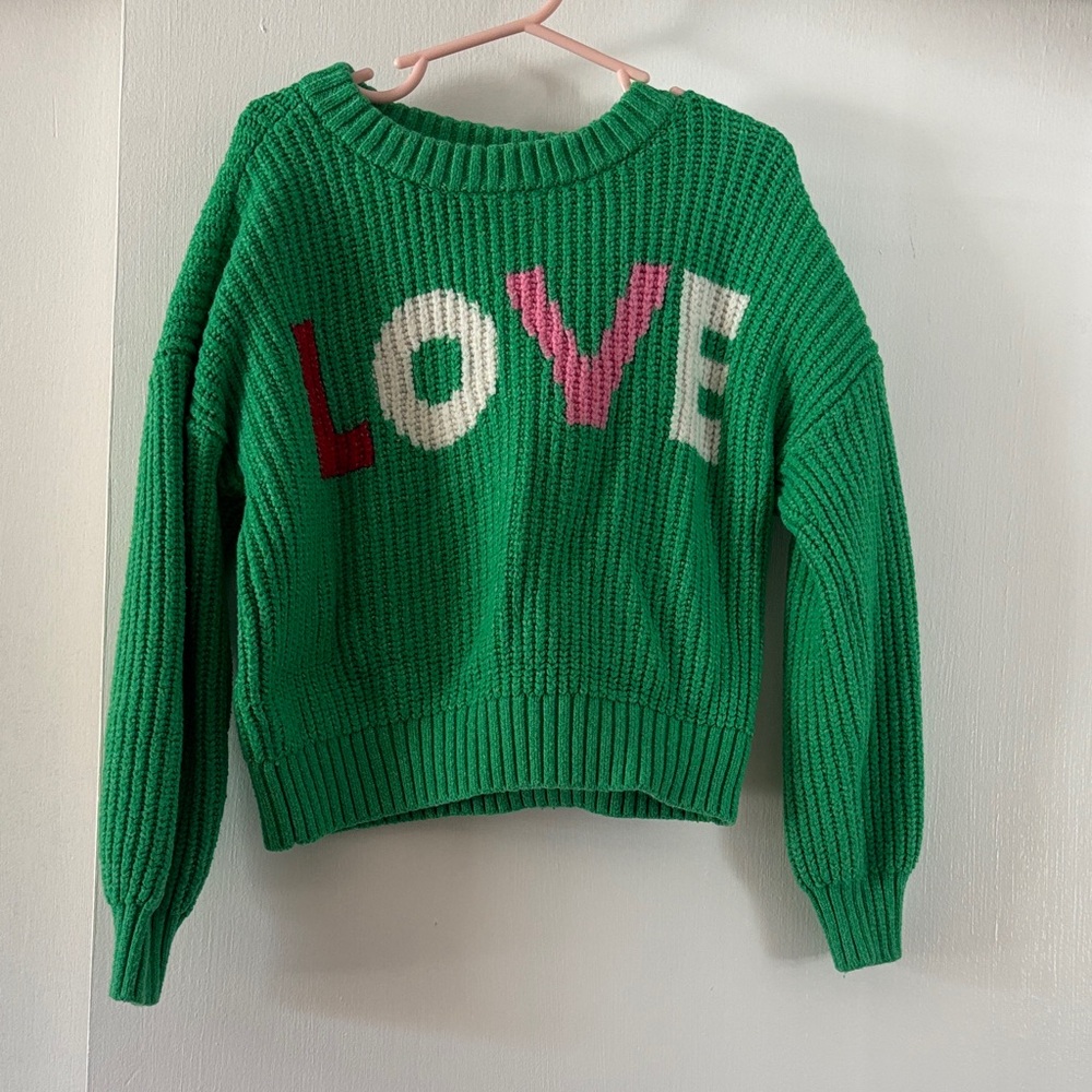 Old Navy Green Sweater with LOVE Design